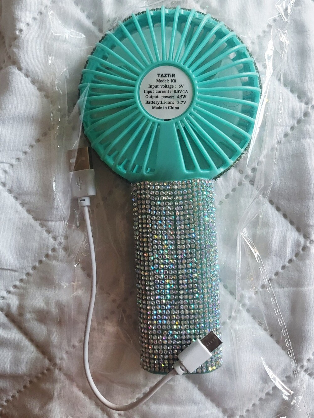 Handheld Fan with Rhinestone Handle - Picture 4 of 4